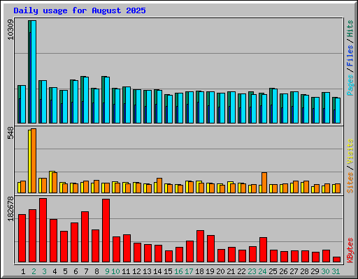 Daily usage for August 2025